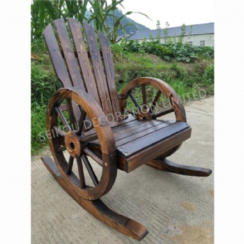 Wooden Wagon Wheel Bench Rocking Chair for Garden