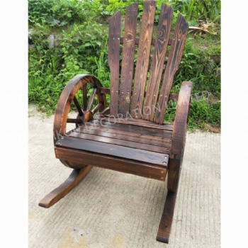Wooden Wagon Wheel Bench Rocking Chair for Garden