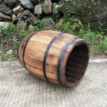 Wooden Wine Barrel-Shaped Flower Pot Planter