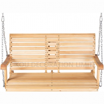 Patio Wooden Two Seat Hanging Swing with cup holder