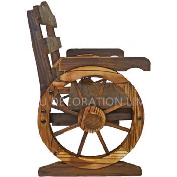 courtyard Wooden Wagon Wheel Bench Long Chair