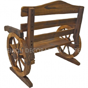 courtyard Wooden Wagon Wheel Bench Long Chair