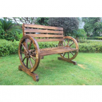 Wooden Wagon Wheel Bench Patio Furniture