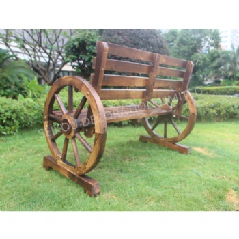 Wooden Wagon Wheel Bench Patio Furniture